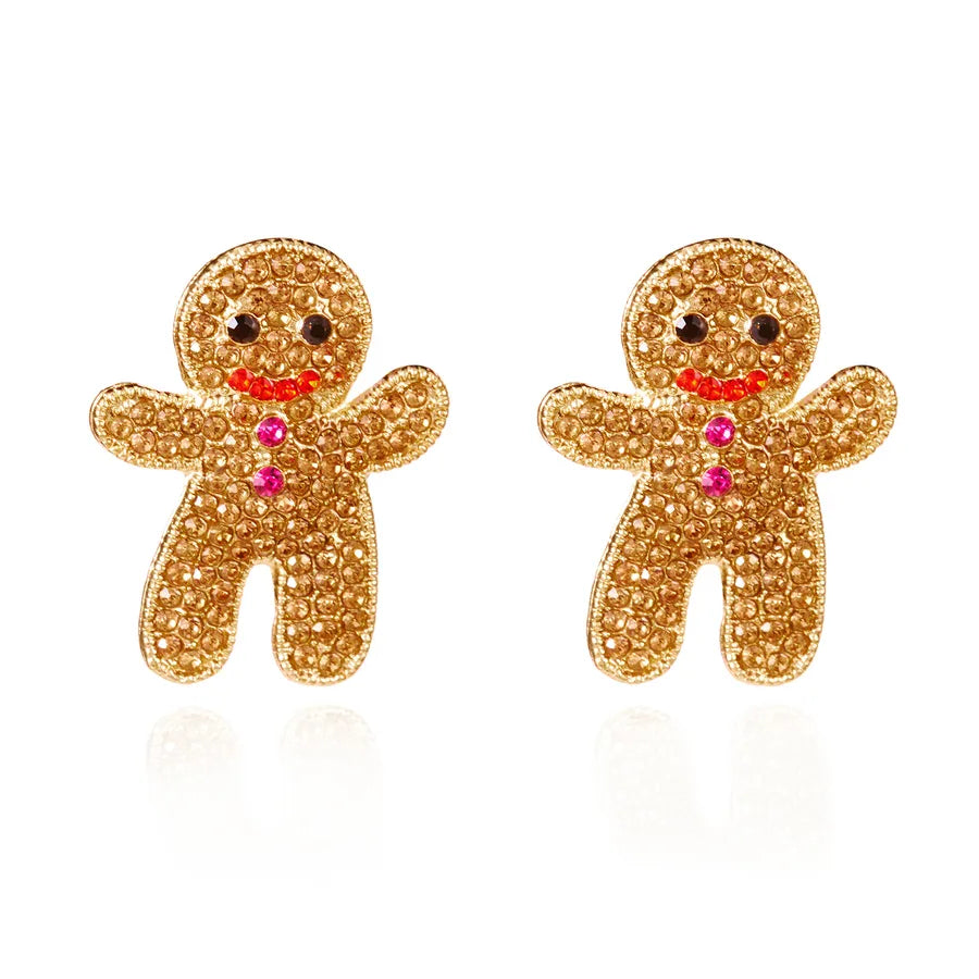 Creative Christmas Bell Design Acrylic Earrings For Women Festive Gingerbread Man Shape Christmas Tree Gift Fashionable