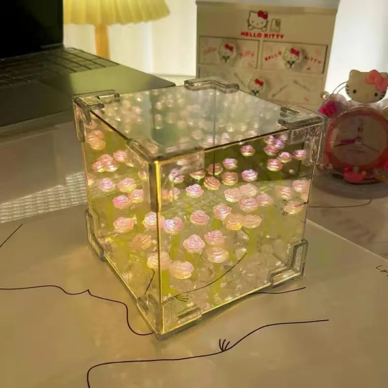 Handmade diy flower sea cube Tulip three-dimensional night light material girlfriend couple girlfriends birthday gift