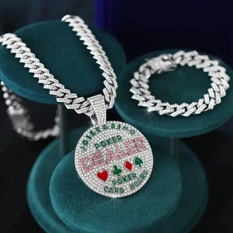New Geometric round Letter Full Diamond Pendant Creative Exaggerating Alloy Full Diamond Hip Hop Pendant Wholesale