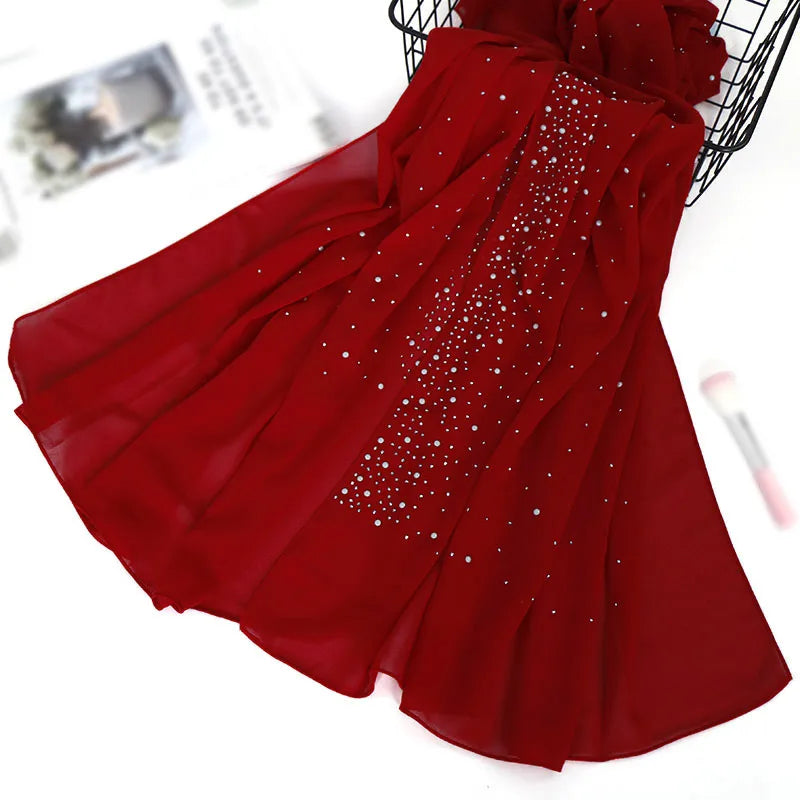 women's retro solid color chiffon silk scarves