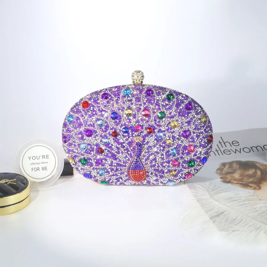 New  fashion peacock diamond retro exotic style messenger bag dinner bag high-end gift bag factory direct sales