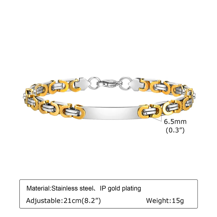 Simple Style Commute Color Block 201 Stainless Steel 18K Gold Plated Men's Bracelets