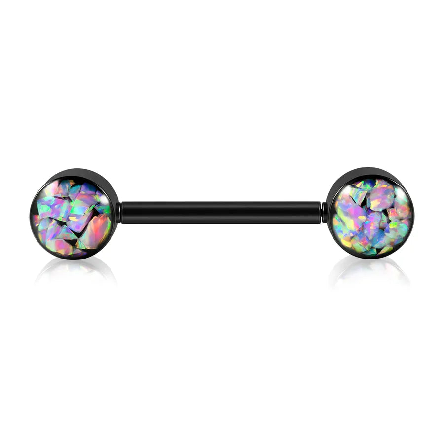 1 Piece Nipple Rings & Studs Sexy Double Head 304 Stainless Steel Opal Plating Opal 18K Gold Plated