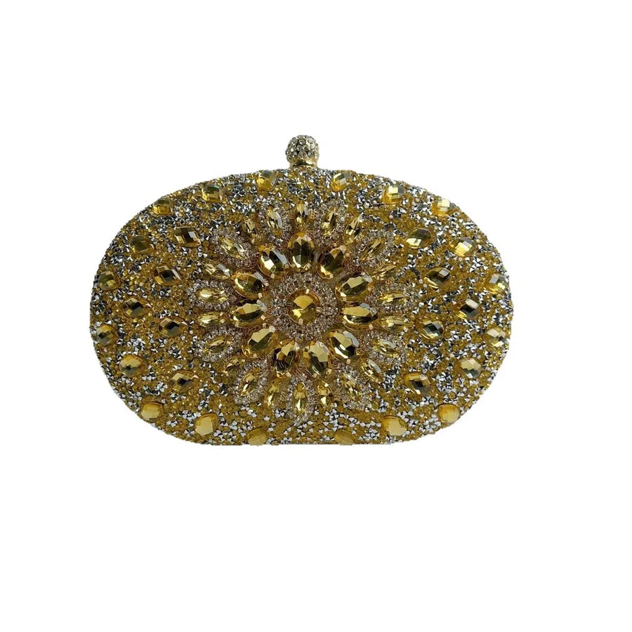 Elegant Diamond Embellished Mini Crossbody Evening Bag Luxury Polyester Round Cylinder Shape Fashion Chain Element