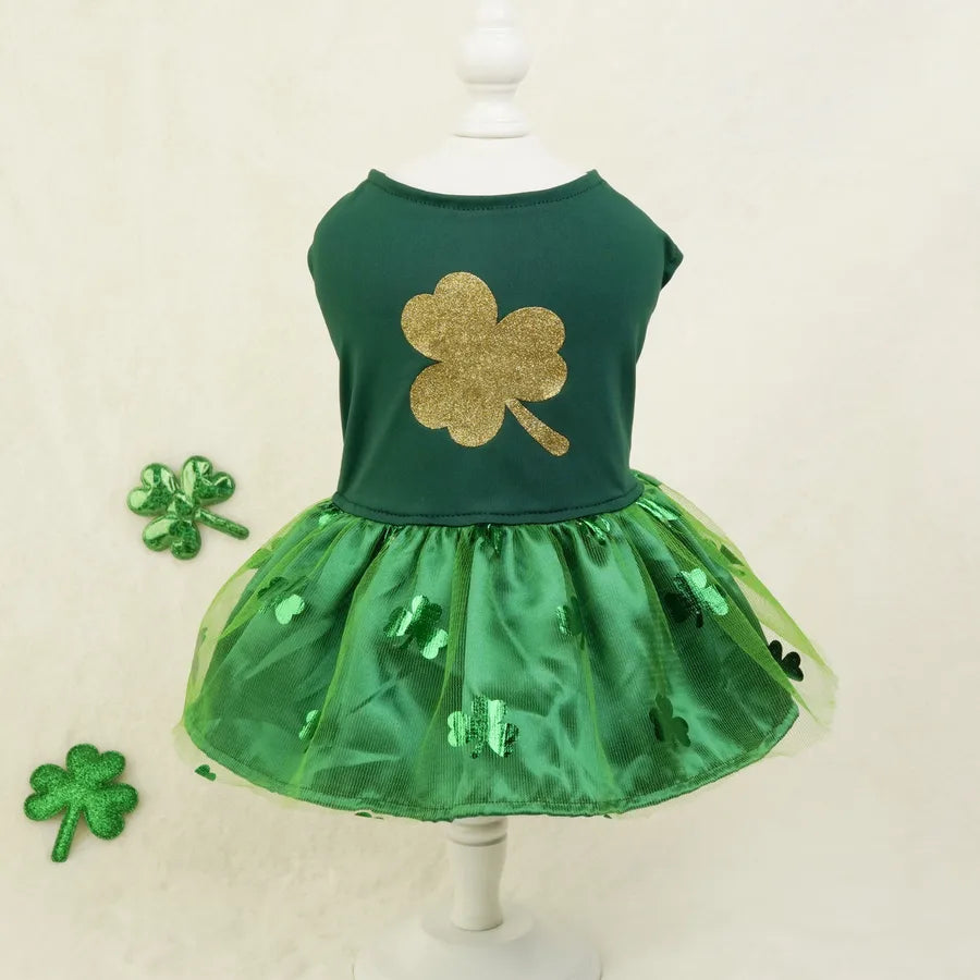 Casual Cute Polyester St. Patrick Shamrock Pet Clothing