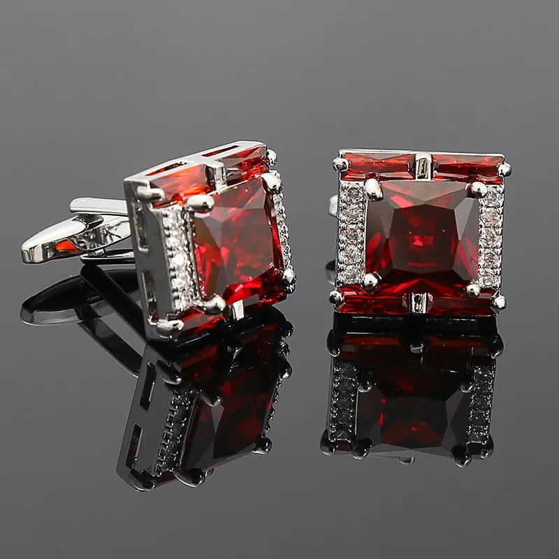 Simple Style Square Alloy Inlay Zircon Unisex Cufflinks 1 Pair