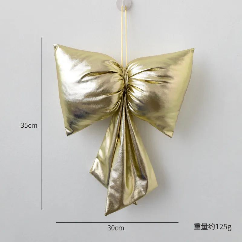 Nuchi Christmas Decorative Bowknot Christmas Tree Hanging Ornament Festive Scene Arrangement European Style Simple Design