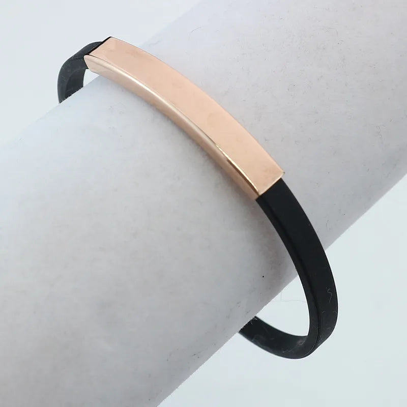 Retro Punk Solid Color Titanium Steel Men's Bangle Men Cord & Leather Bracelets