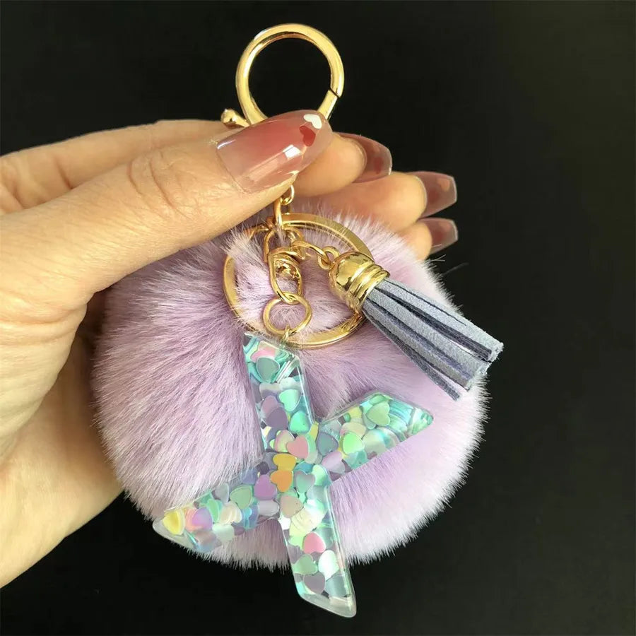 Cute Simple Style Letter Hairball Resin Unisex Bag Pendant Keychain