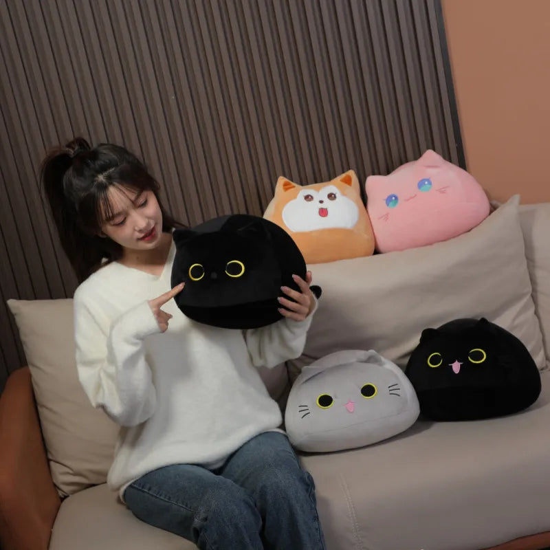 Cartoon Black Cat Doll Plush Toy Pillow Office Home Sofa Cushion Girls Dormitory Sleep Soft Stuffed Animal Decorative Pillow