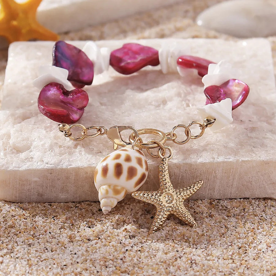 Wholesale Jewelry Vacation Beach Starfish Conch gravel Zinc alloy Anklet