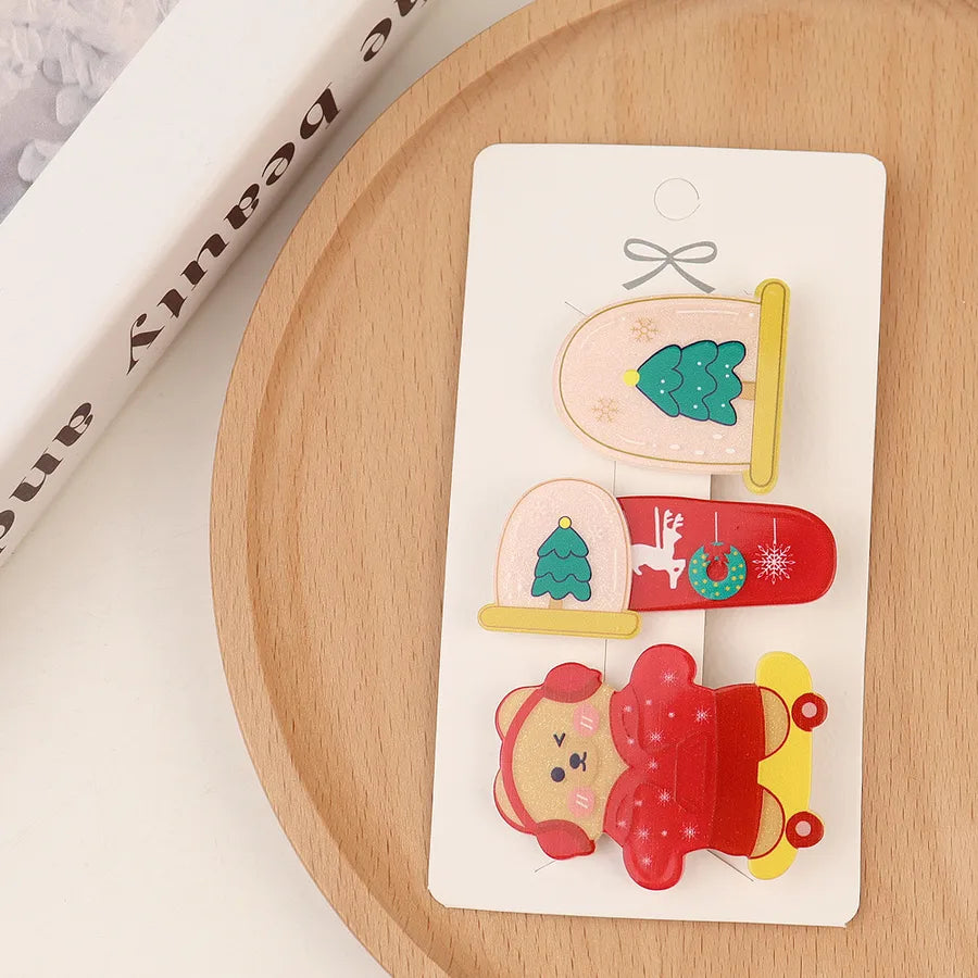 New Style Christmas Cartoon Acrylic Duckbill Hair Clip Sweet Cute Princess Hair Accessory Bangs Hair Clip Girl's Hair Ornament