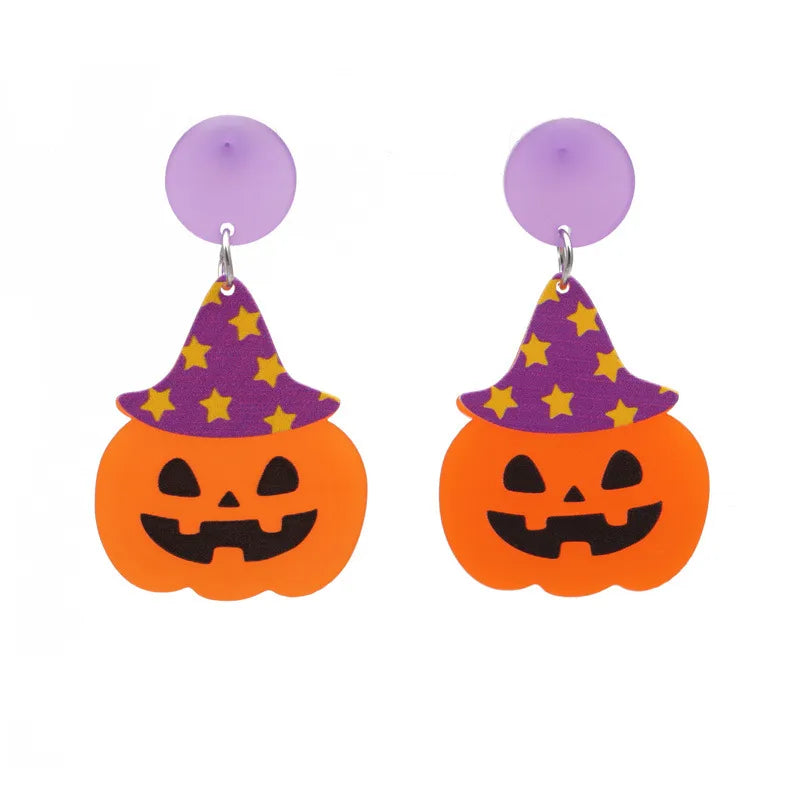 women's men's fashion halloween pattern pumpkin acrylic earrings pattern no inlaid drop earrings