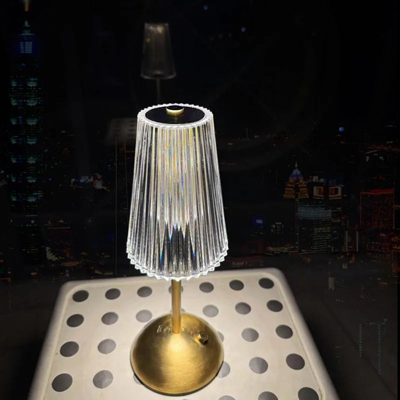 Luxurious Crystal Night Lamp Bedroom Decorative Touch Dimmable Rechargeable Creative Table Lamp Atmosphere Sensation Girl's Light