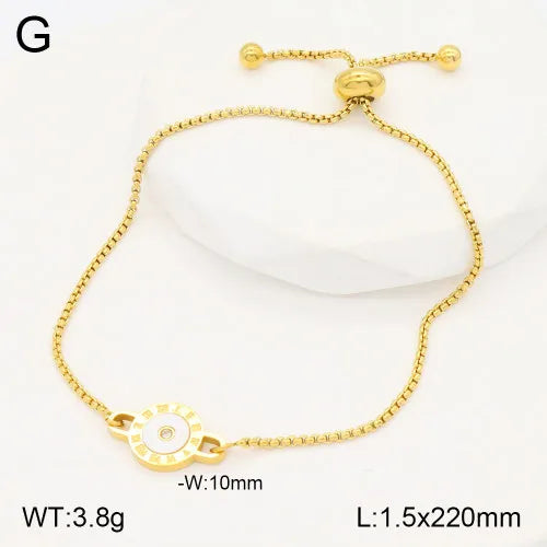 Casual Elegant Circle 304 Stainless Steel Beaded 18K Gold Plated box chain Bracelets In Bulk