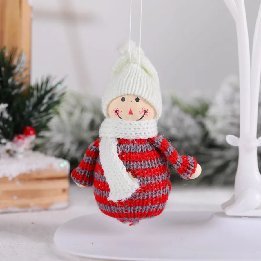 Christmas Cute Snowman Wood yarn Party Hanging Ornaments