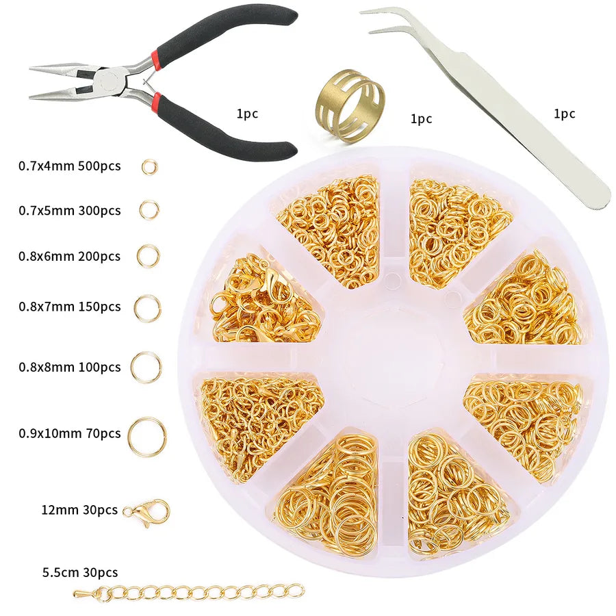 Handmade Beading Jewelry Accessories Kit Earring Hook Bracelet Necklace Material Tool Set Round Circle Chain Metal Simple Design