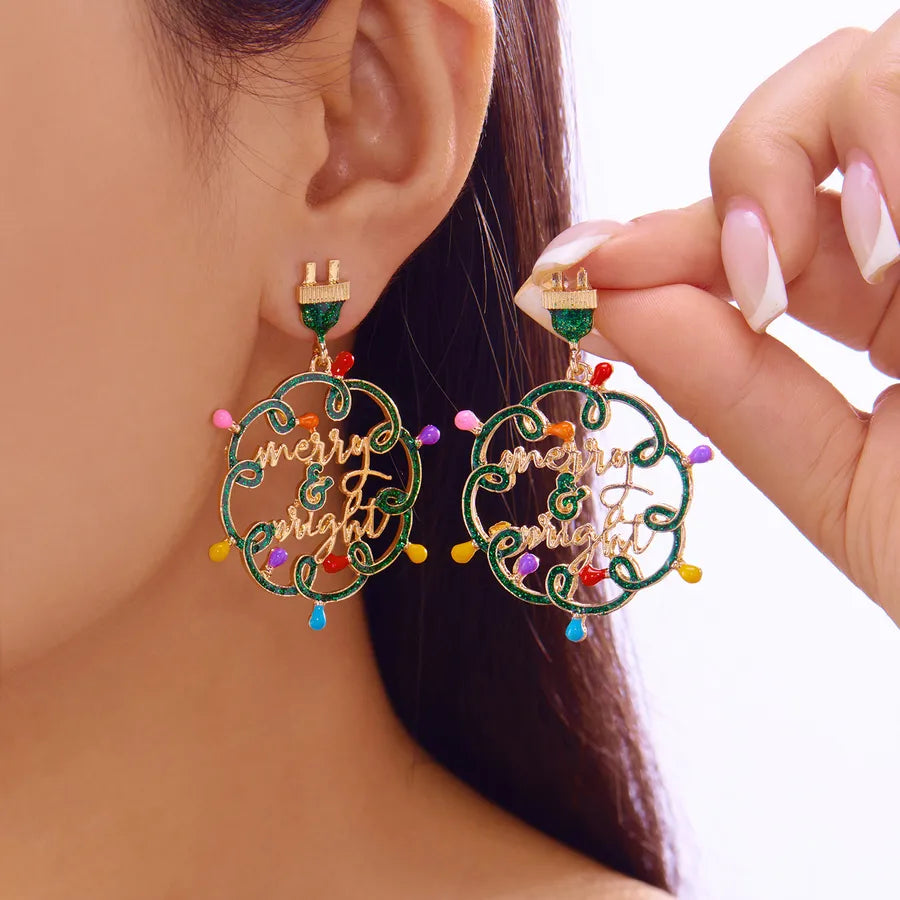 Creative Christmas Bell Design Acrylic Earrings For Women Festive Gingerbread Man Shape Christmas Tree Gift Fashionable