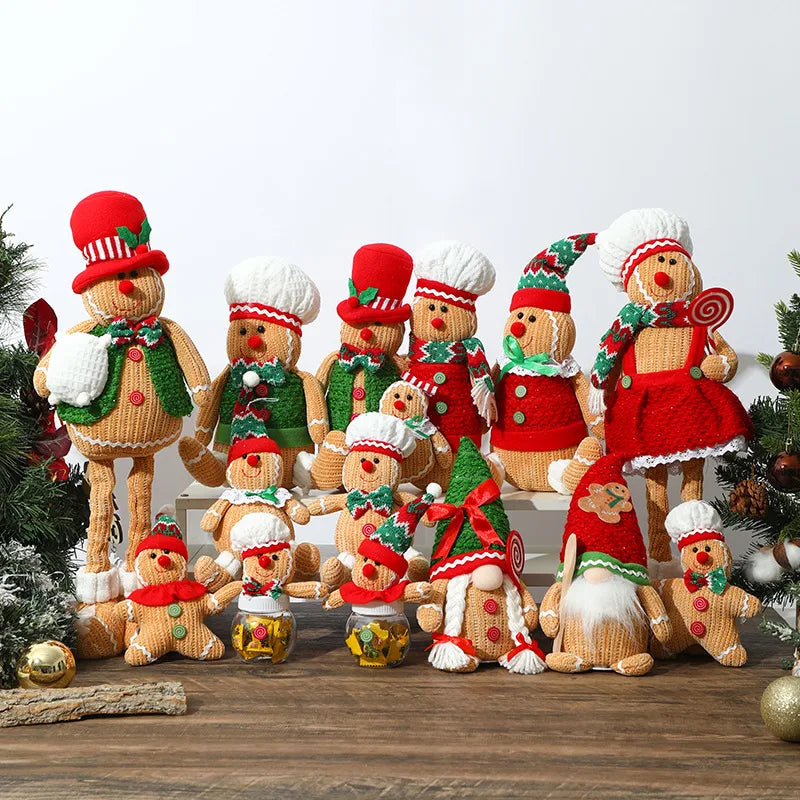Christmas Decorations Gingerbread Man Stretching Dwarf Figure With Light Biscuit Man Doll Pendant Cartoon European Countryside Style Polyester