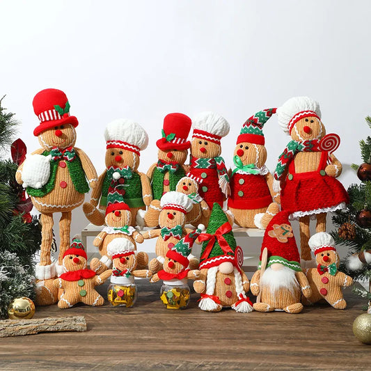 Christmas Decorations Gingerbread Man Stretching Dwarf Figure With Light Biscuit Man Doll Pendant Cartoon European Countryside Style Polyester