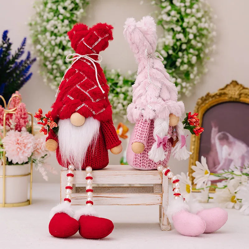 Valentine'S Day Cute Heart Shape Bow Knot Sequin Cloth Date Rudolph Doll Decorations Table Decoration