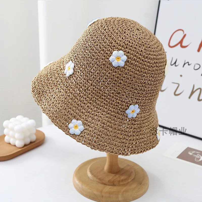 women's lady flower big eaves bucket hat