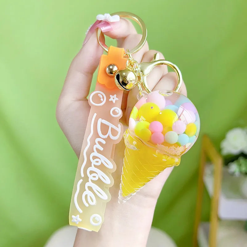 Acrylic Keychain Cute Sandflow Bottle Bag Pendant Toy Christmas Valentine Wedding Graduation Birthday Gift Keyring Decoration