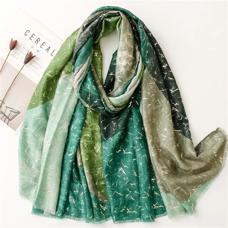 women's fashion color block polyester winter scarves