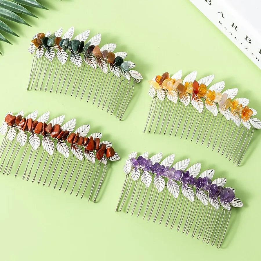 Handmade Pastoral Women's Solid Color Gem Insert comb