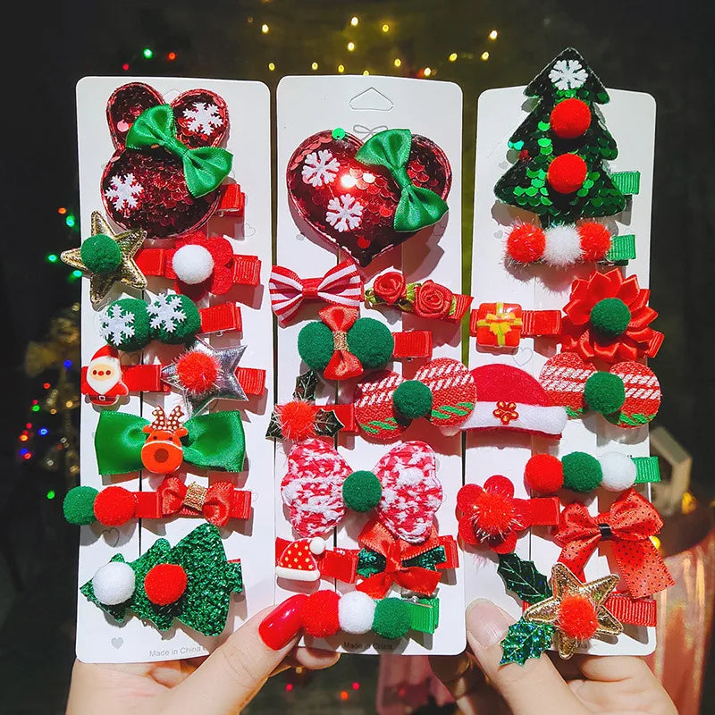 Christmas Christmas Bow Knot Cloth Metal Party Hairpin