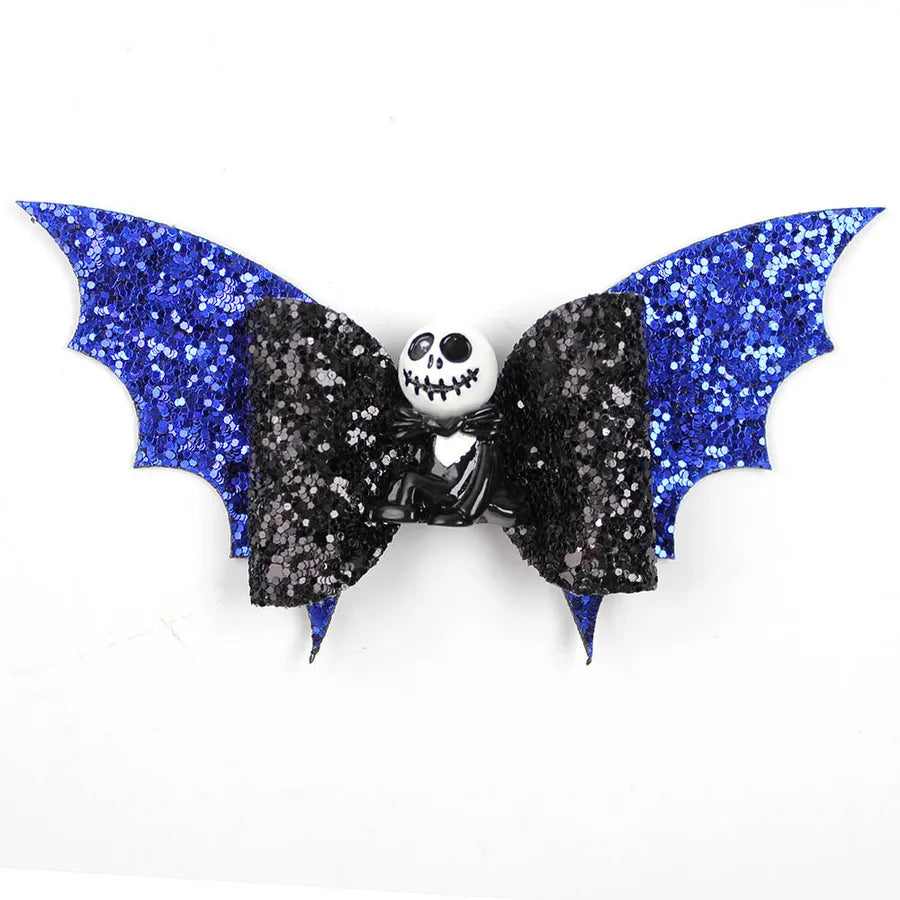 Creative Halloween Double Layer Small Bat Wings Butterfly Knot Hair Clip Funny Children's Hair Accessories Pumpkin Pattern