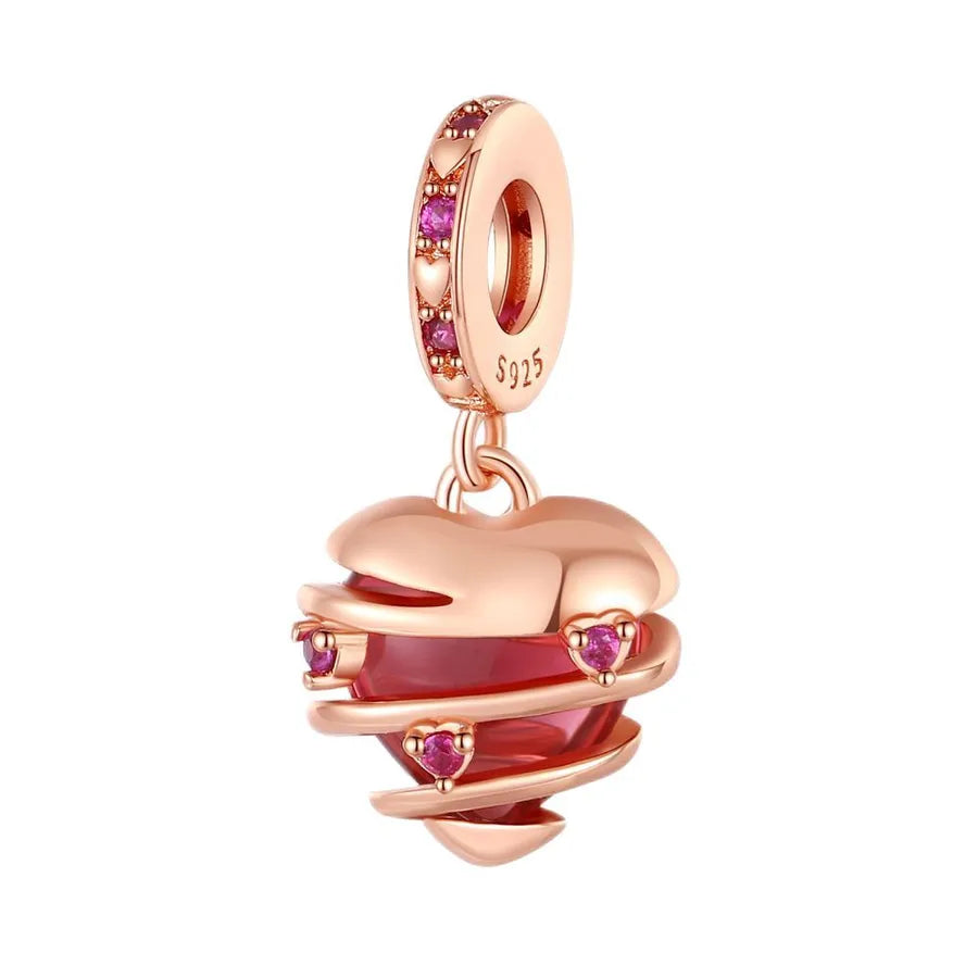 1 Piece Copper Zircon Round Leaves Heart Shape Pendant