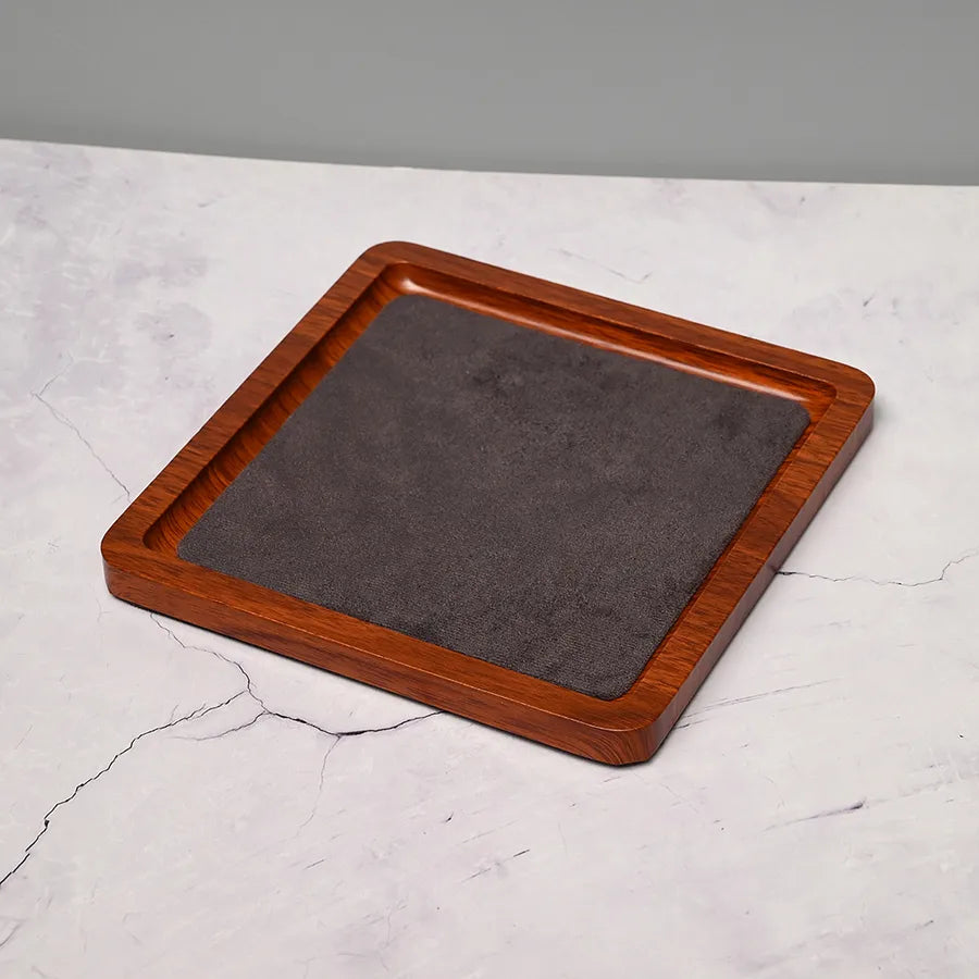 Handmade DIY Jewelry Display Plate Square Rectangle Hand Bracelet Ring Tray Artificial Wood Velvet Simple Style Jewelry Stand