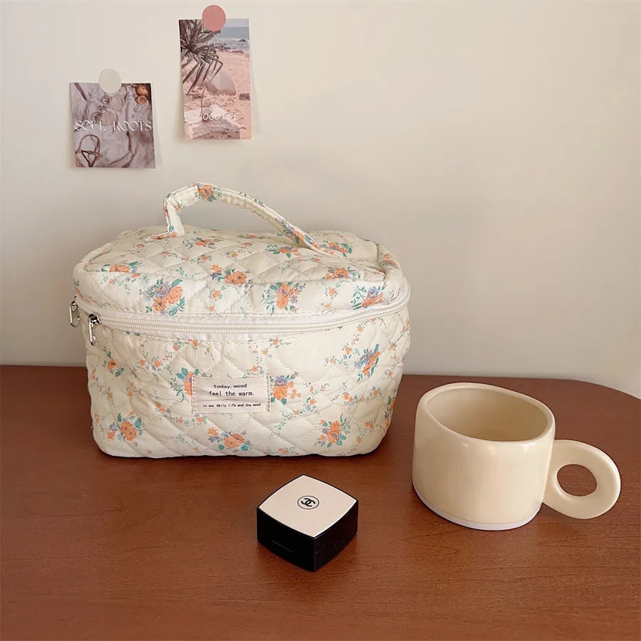 cute flower cotton oval makeup bags