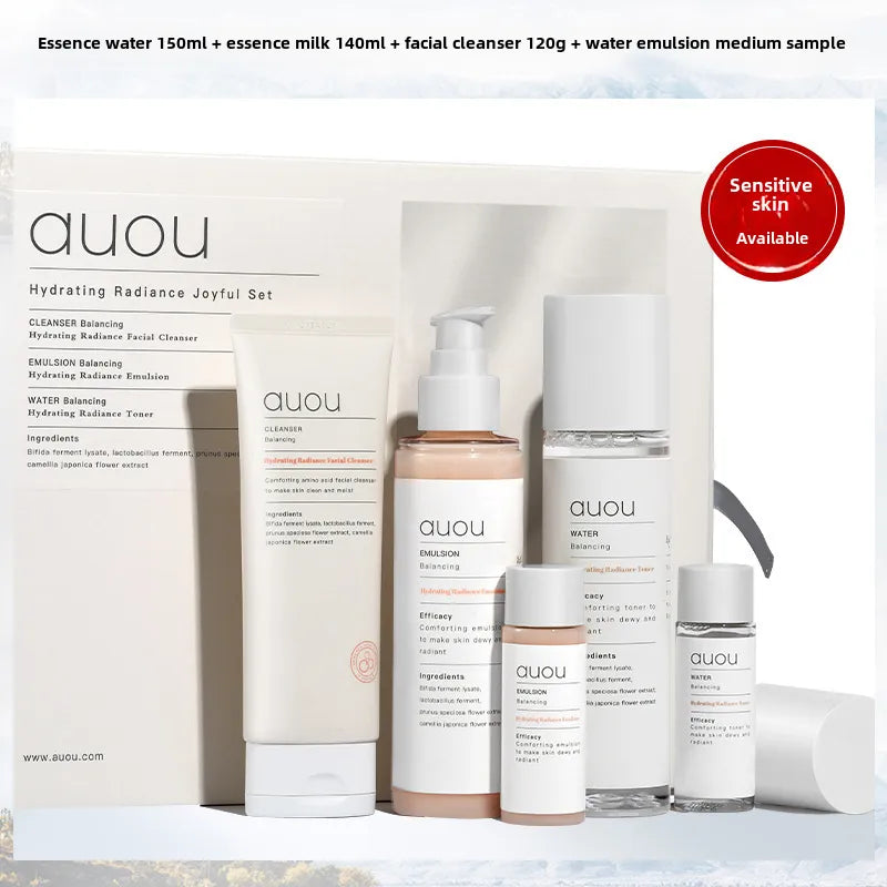Authentic auou Ai Yushui Milk Set Skin Care Set Box Hydrating and Moisturizing Large Capacity Sample Delivery Five-Piece Set Oil Pox