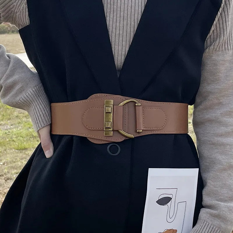 simple style solid color pu leather women's leather belts