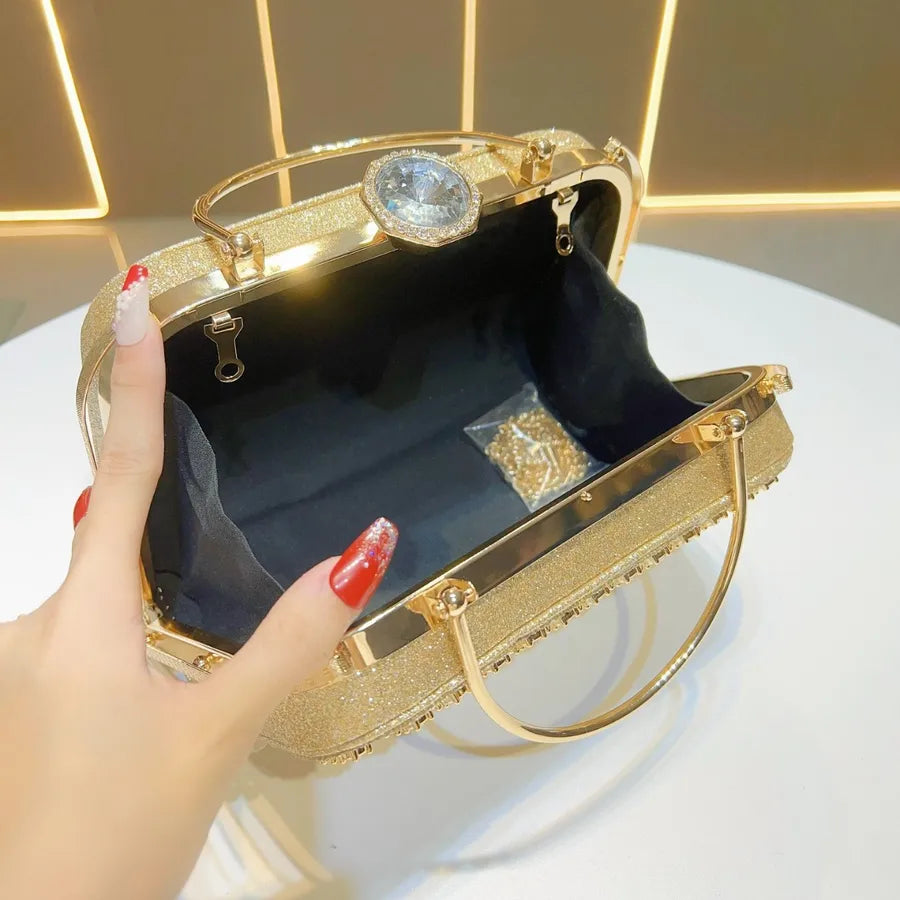 Elegant Evening Clutch Bag Diamond Embellished Square Handbag Women's Fashion Crossbody Bag For Cheongsam And Formal Dresses