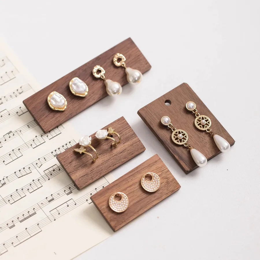 Walnut Wood Jewelry Earring Storage Tray Hook Stand Card Jewelry Accessories Display Photography Props Integrated Style Vintage