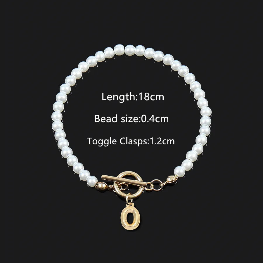 Elegant Vintage Style Classic Style Letter 304 Stainless Steel Artificial Pearl Beaded Chain Beaded Bracelets Wholesale