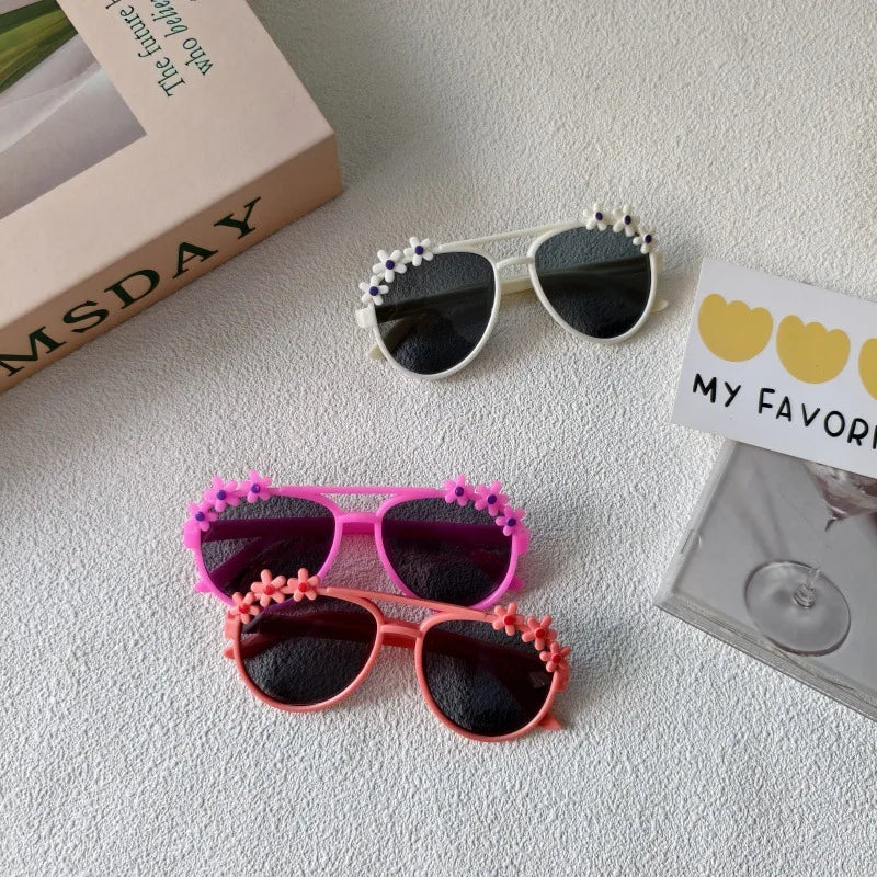 Sweet Simple Style Round UV400 Protection Resin Special-Shaped Mirror Full Frame Kids Sunglasses