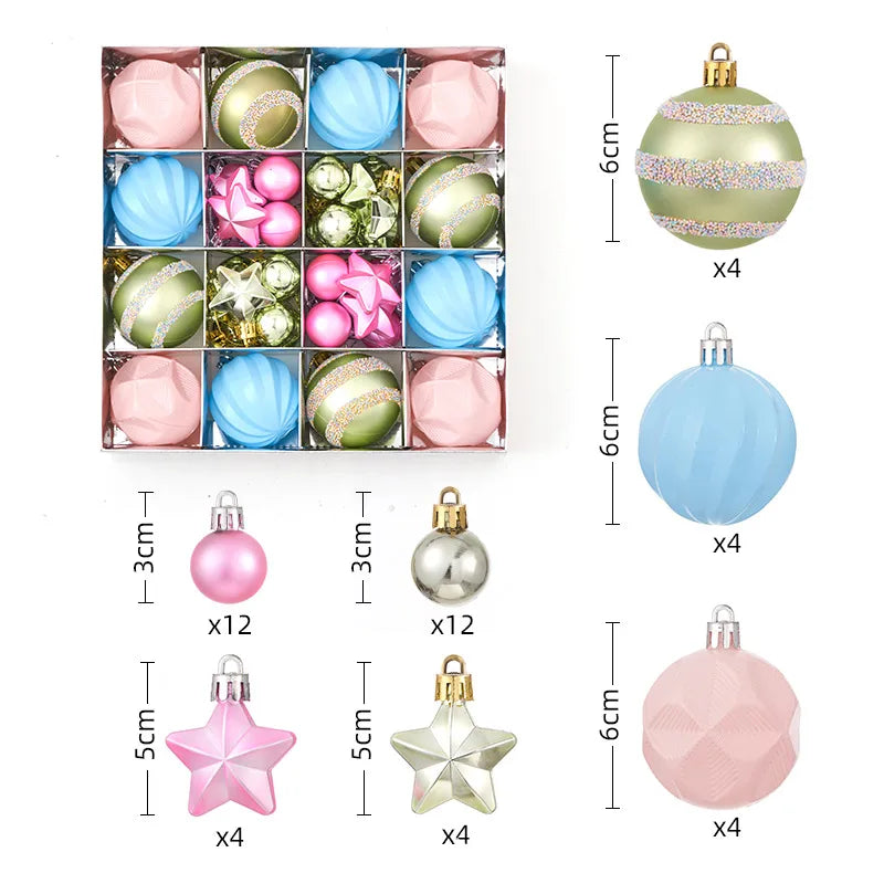 Christmas Decorations 44pcs Set Electroplated Painted Balls New Christmas Ball Christmas Tree Ornaments Simple Style Plastic