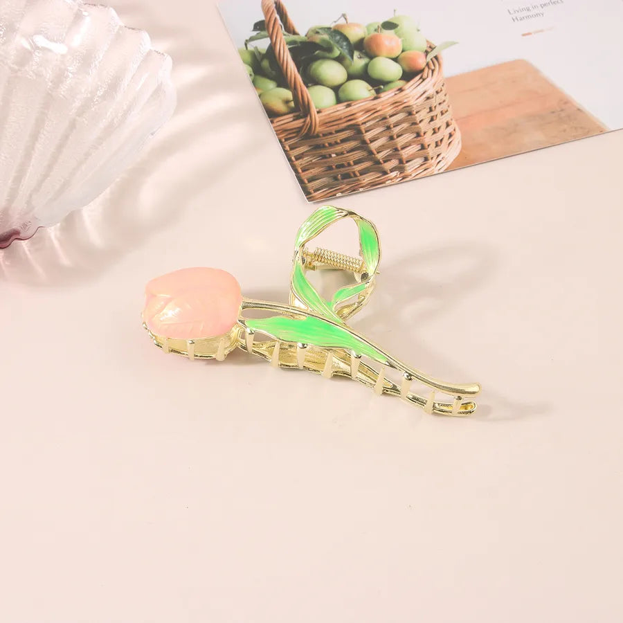 simple style New style sunflower tulip grain imitation pearl alloy inlay rhinestones hair claws