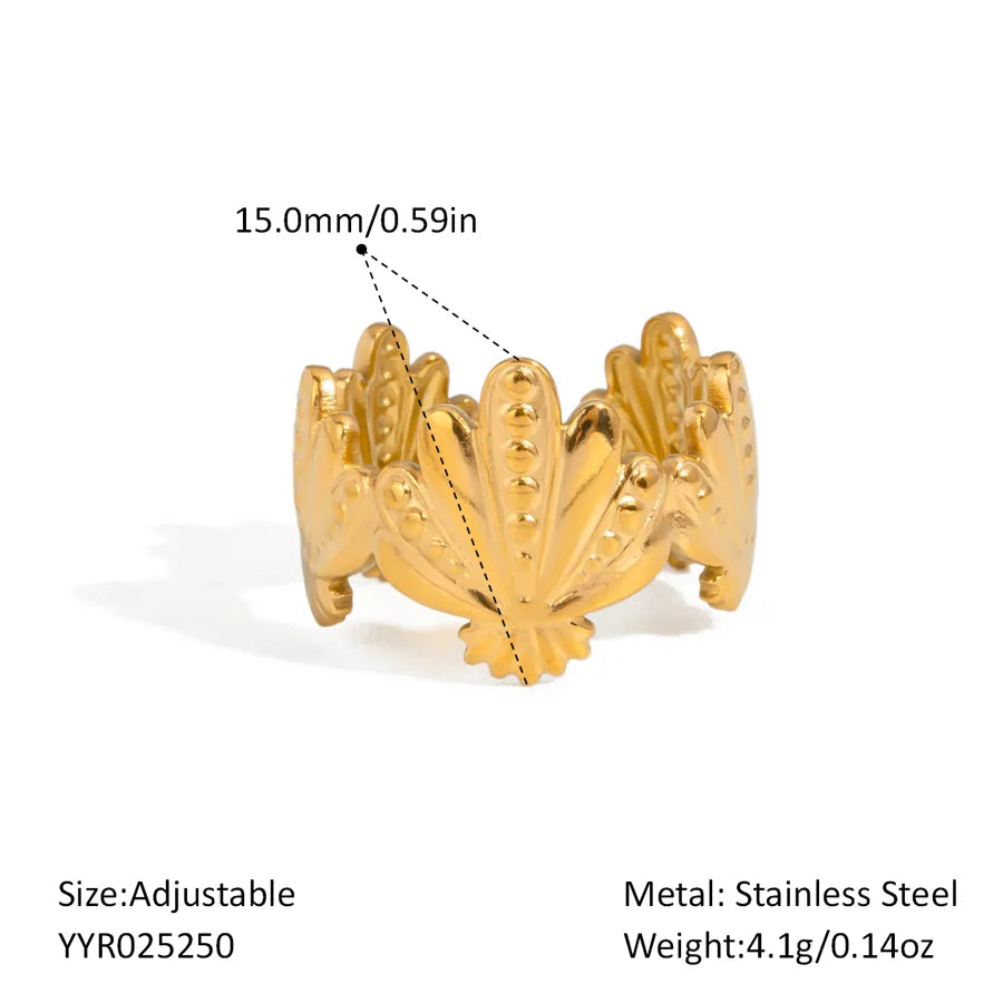 Wholesale Jewelry Elegant Hawaiian Beach Starfish Shell 304 Stainless Steel 18K Gold Plated Polishing Plating Open Rings