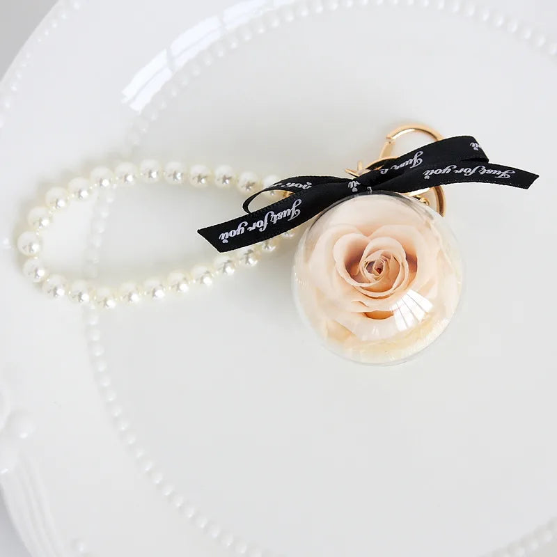 cute letter preserved flower women's keychain