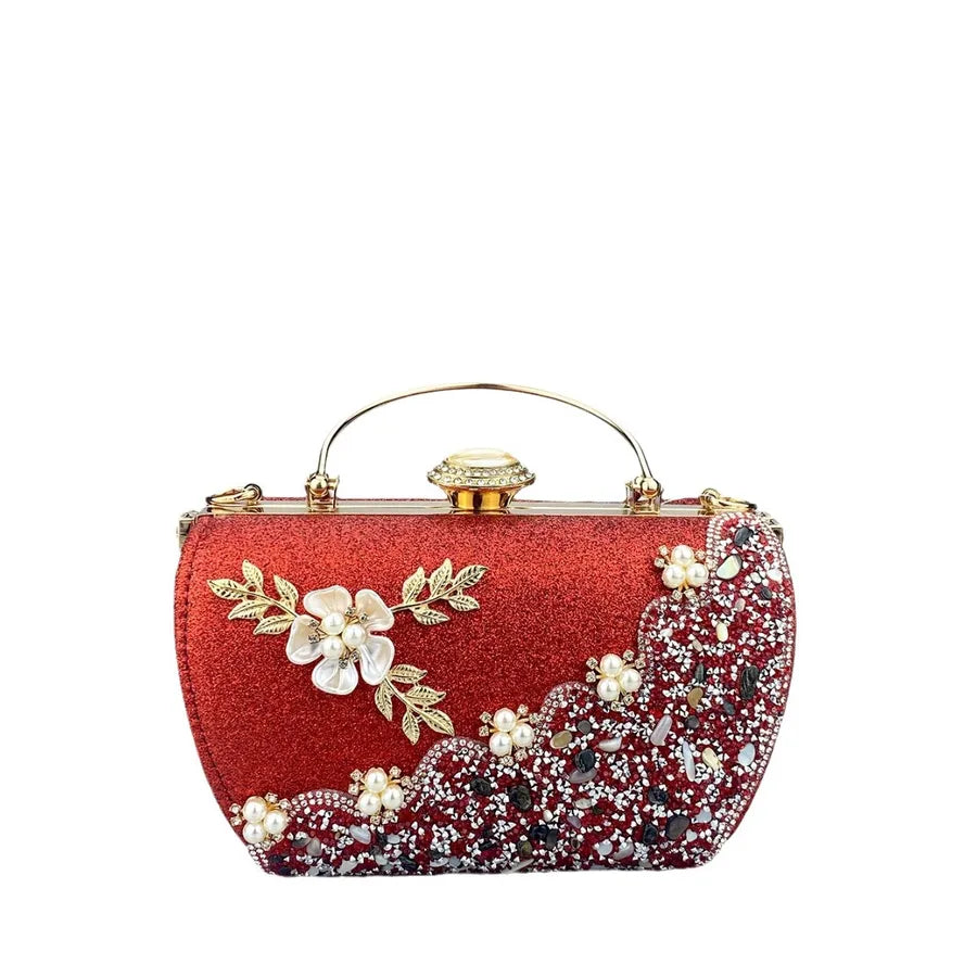 Rhinestone Polyester Geometric Flower Trapezoid Evening Bags