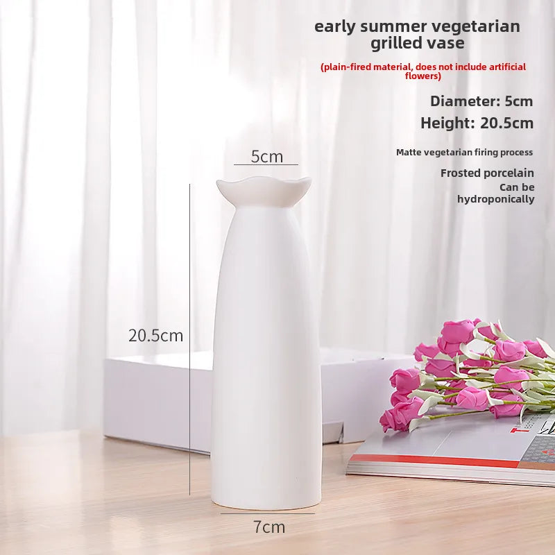 Simple Modern Star Ceramic Vase Ornaments Living Room White Porcelain Fresh Dried Flower Creative Ceramic Flower Set