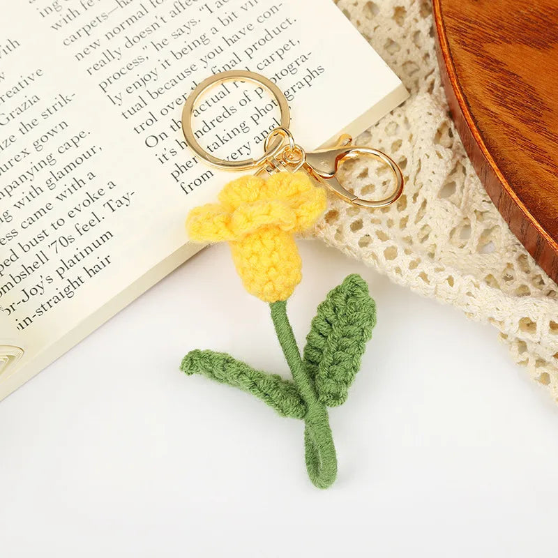 Cartoon Style Flower Cotton Knitting Keychain