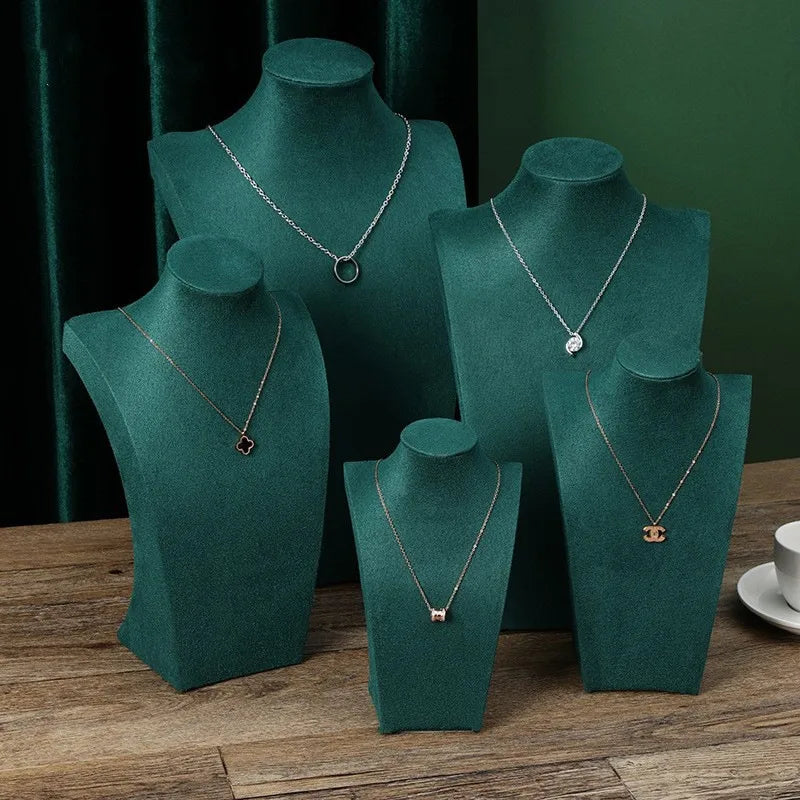 Velvet Jewelry Necklace Display Stand Counter Top Portrait Neck Rack Props Showcase Velvet Fabric High-End Feel Independent Style