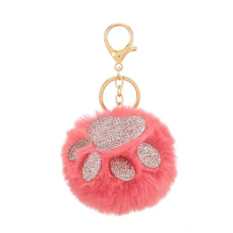 simple style color block alloy plush women's keychain