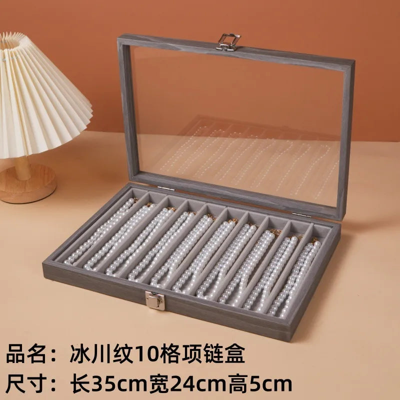 Large Capacity Dustproof Necklace Storage Box Snake Bone Chain Jewelry Display Case Hand Bracelet Earring Organizer Box